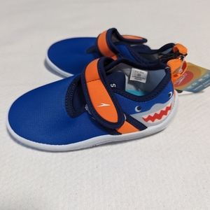 NWT Speedo Boys Kids Medium 7/8 Hybrid Water Shoes Blue White Orange.